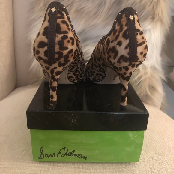 Sam Edelman Leopard Calf Hair Heels Size 7.5 - Picture 3 of 8
